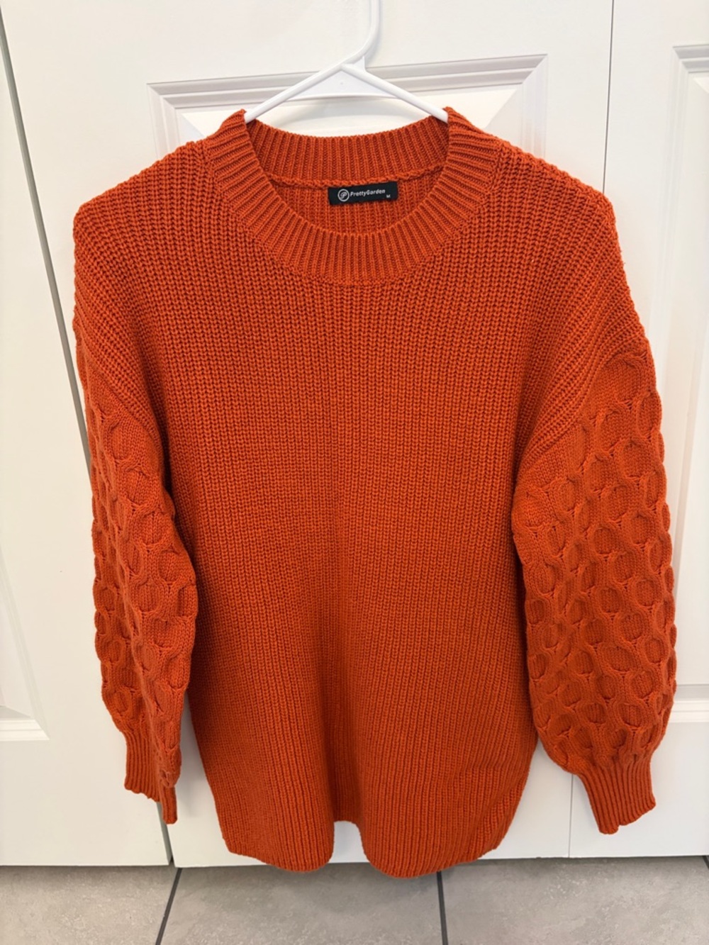 Pomelo Burnt Orange Cable-Detail Crewneck Sweater